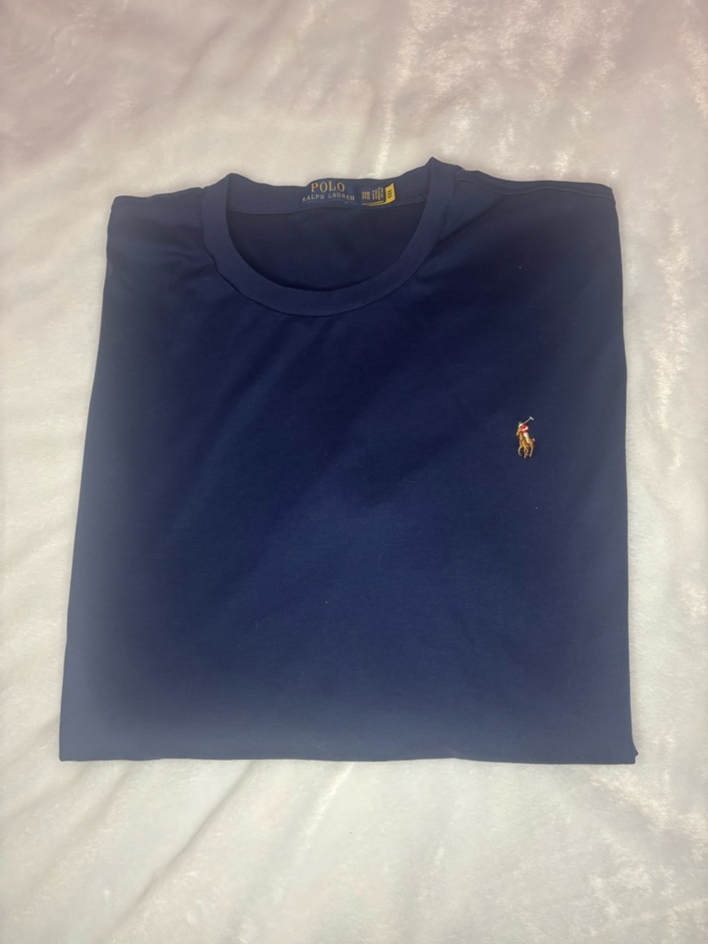 Ralph Lauren Navy Blue Crewneck Tee with Yellow Tag